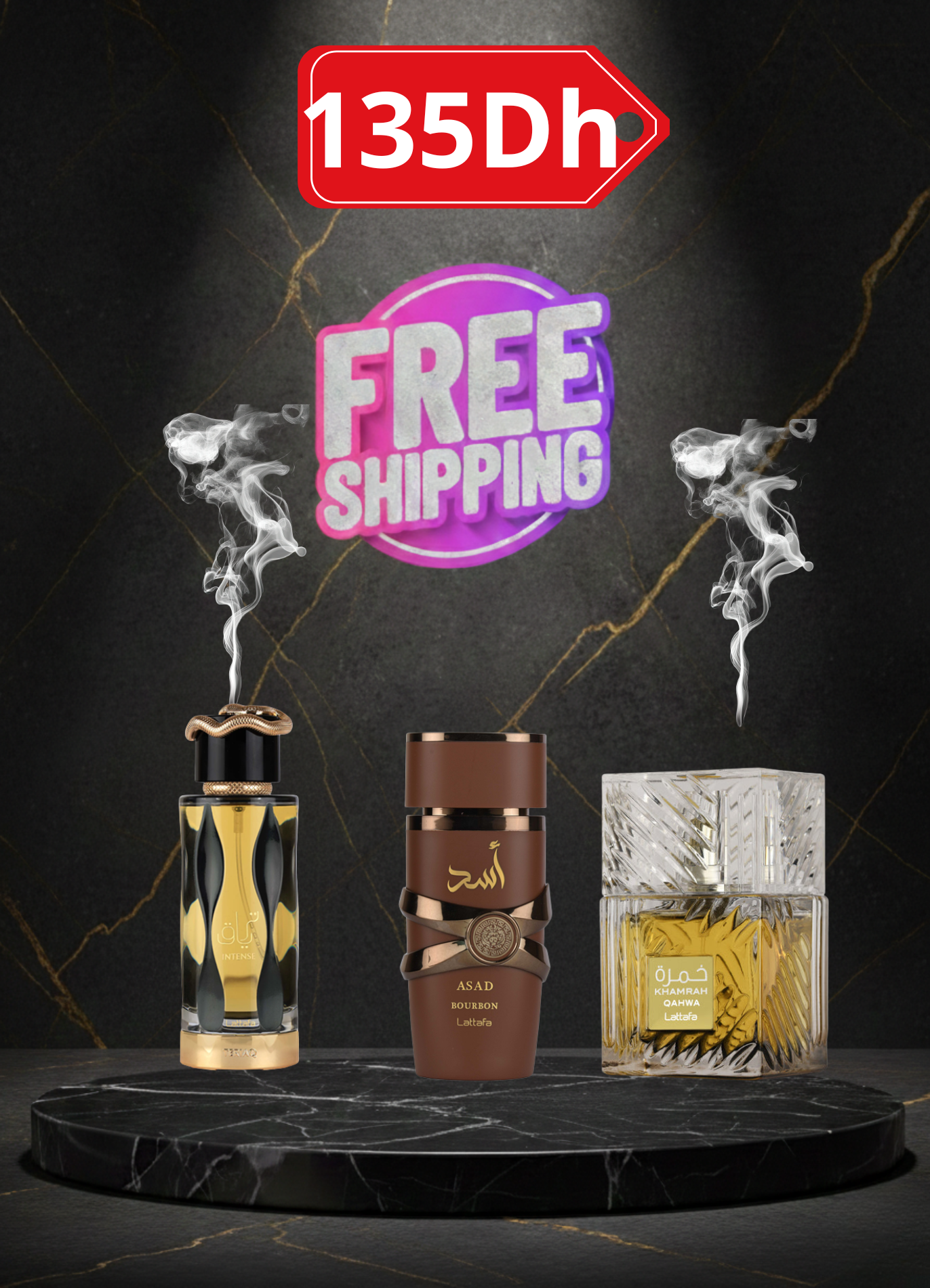 Kamrah Qahwa + Asad bourbon + Teriaq intense